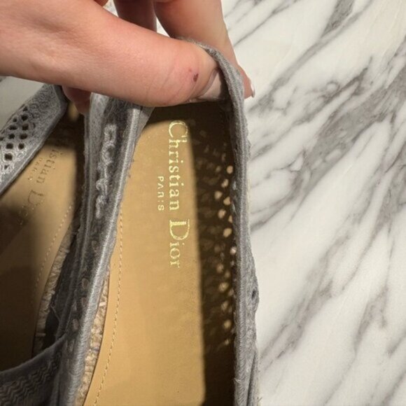 Lightly used- DIOR Granville Embroidered MeshCotton Flat Espadrille - Picture 6 of 15